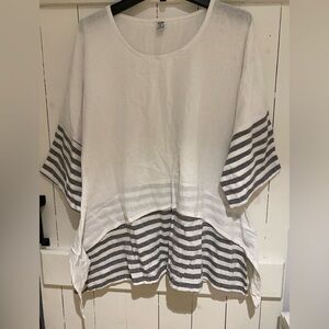 Women’s Summer Unique cut Blouse with Stripe details S